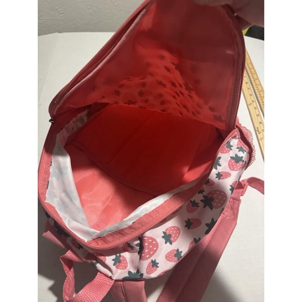Unbranded Cute Pink Strawberry AOP Backpack bag w/ adj straps